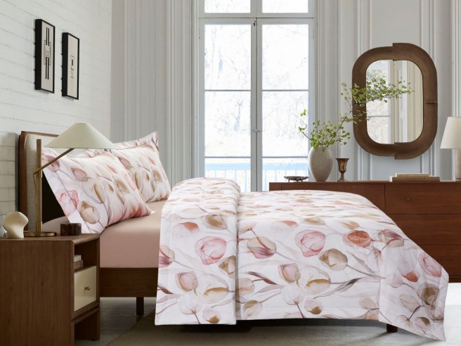 Комплект с ЛЕТНИМ одеялом из сатина с лазерной печатью 160х220 см, 2346-OSPS