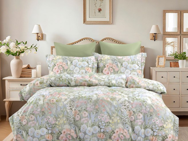 Комплект постельного белья Евро стандарт, сатин с лазерной печатью 2374-6