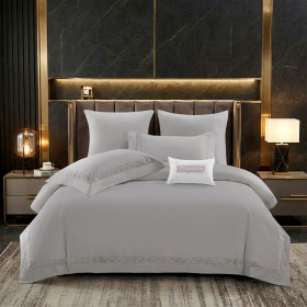 Комплект постельного белья Евро стандарт, египетский хлопок ПРЕМИУМ с вышивкой 2388-6  