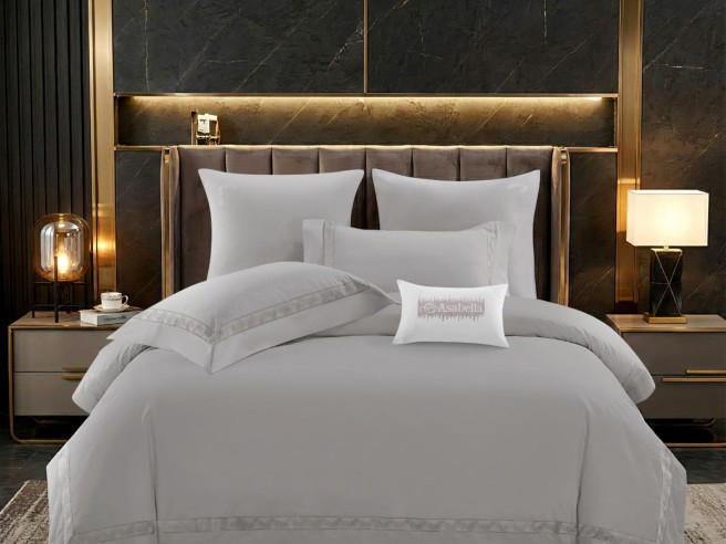 Комплект постельного белья Евро стандарт, египетский хлопок ПРЕМИУМ с вышивкой 2388-6  